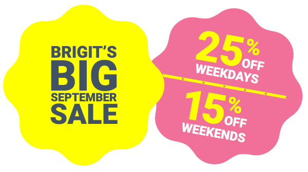September Big Sale - 25%off weekdays & 25%off weekends