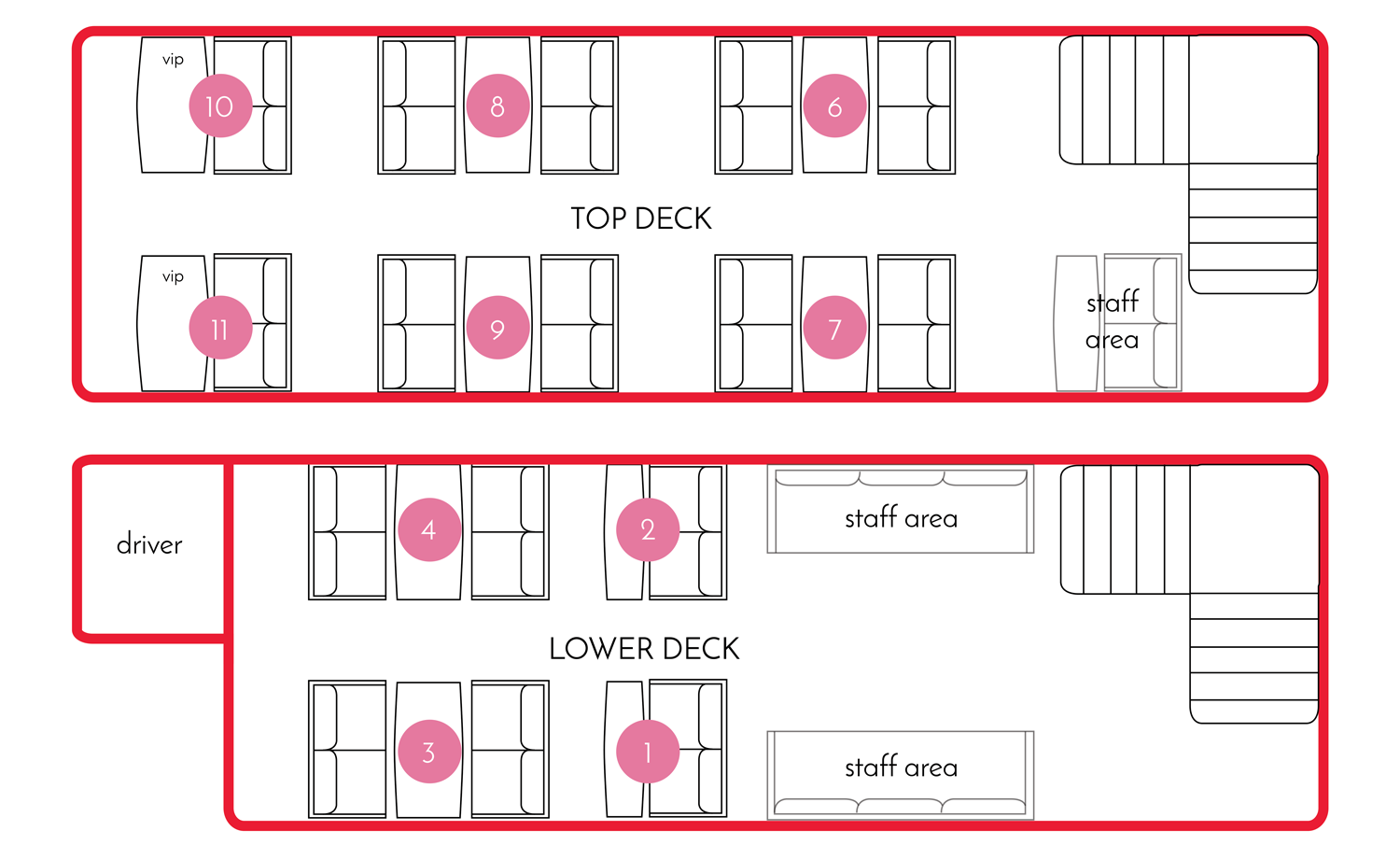 Brigit's Bakery Bus Tour Seating Plan