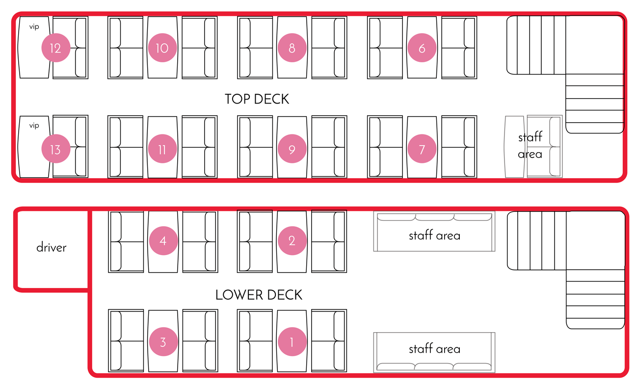 Brigit's Bakery Bus Tour Seating Plan