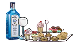 Gin afternoon teas menu stand