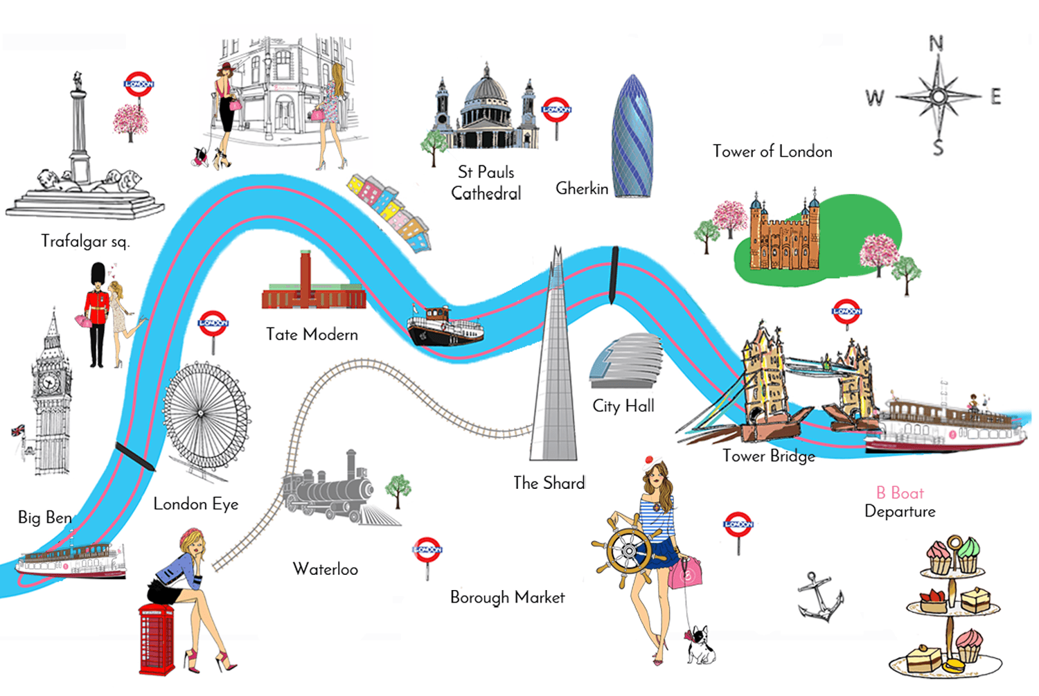 Thames Boat Party Route Map
