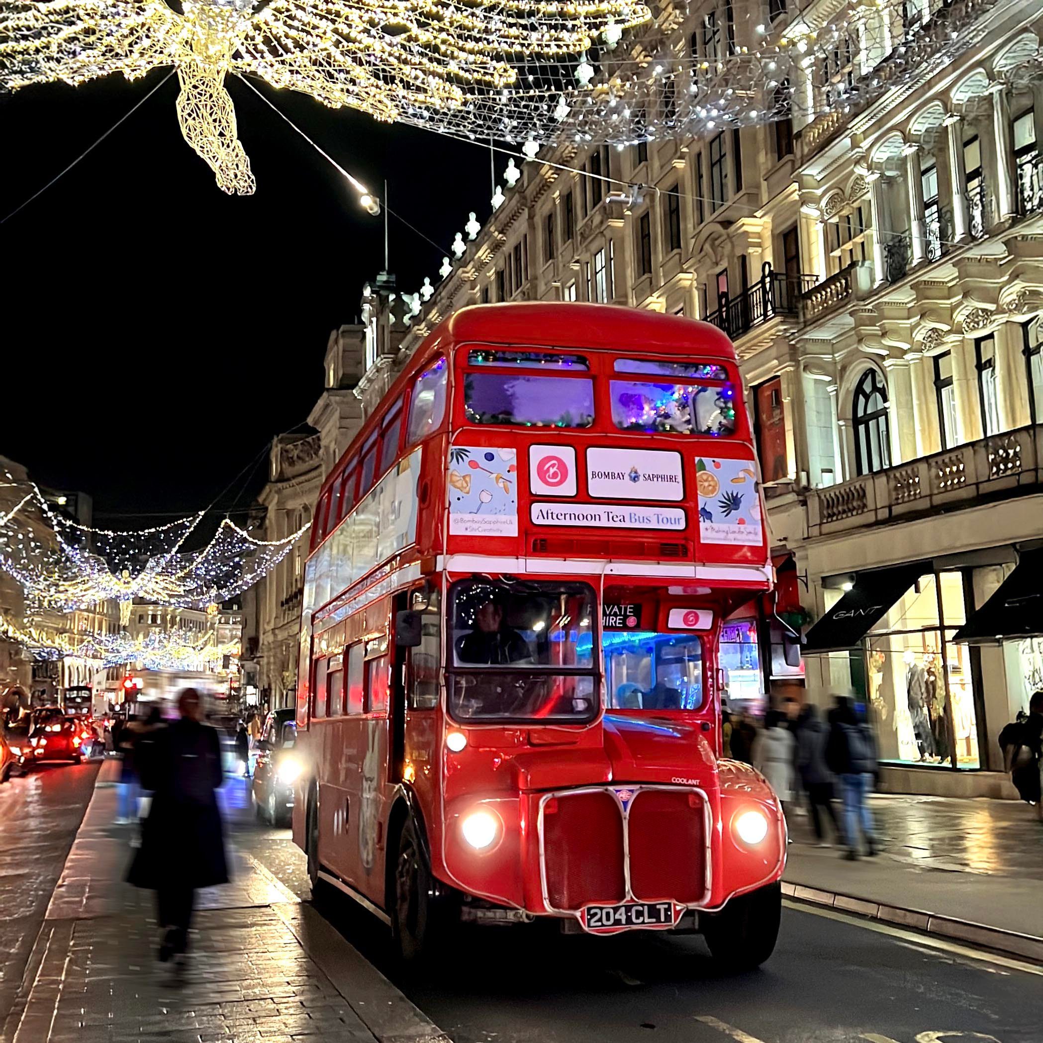 Christmas Holidays in London: Bombay Sapphire Afternoon Tea Bus Tour