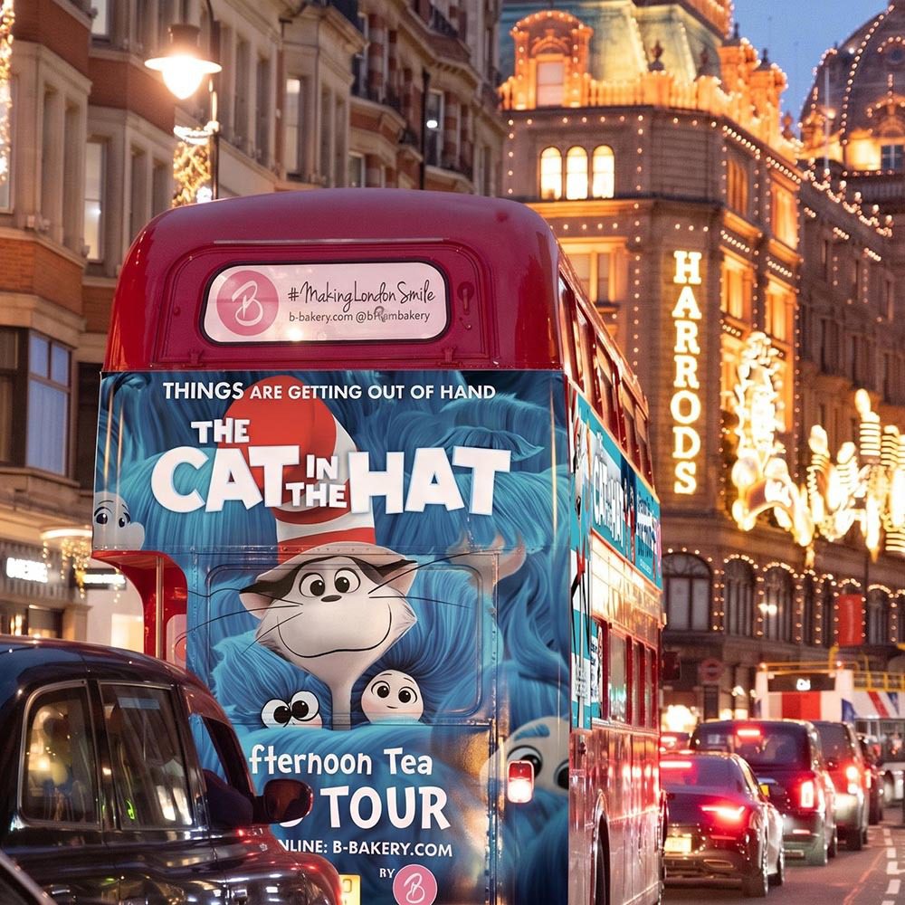 Christmas bus tours London: Cat in the Hat Afternoon Tea Bus Tour