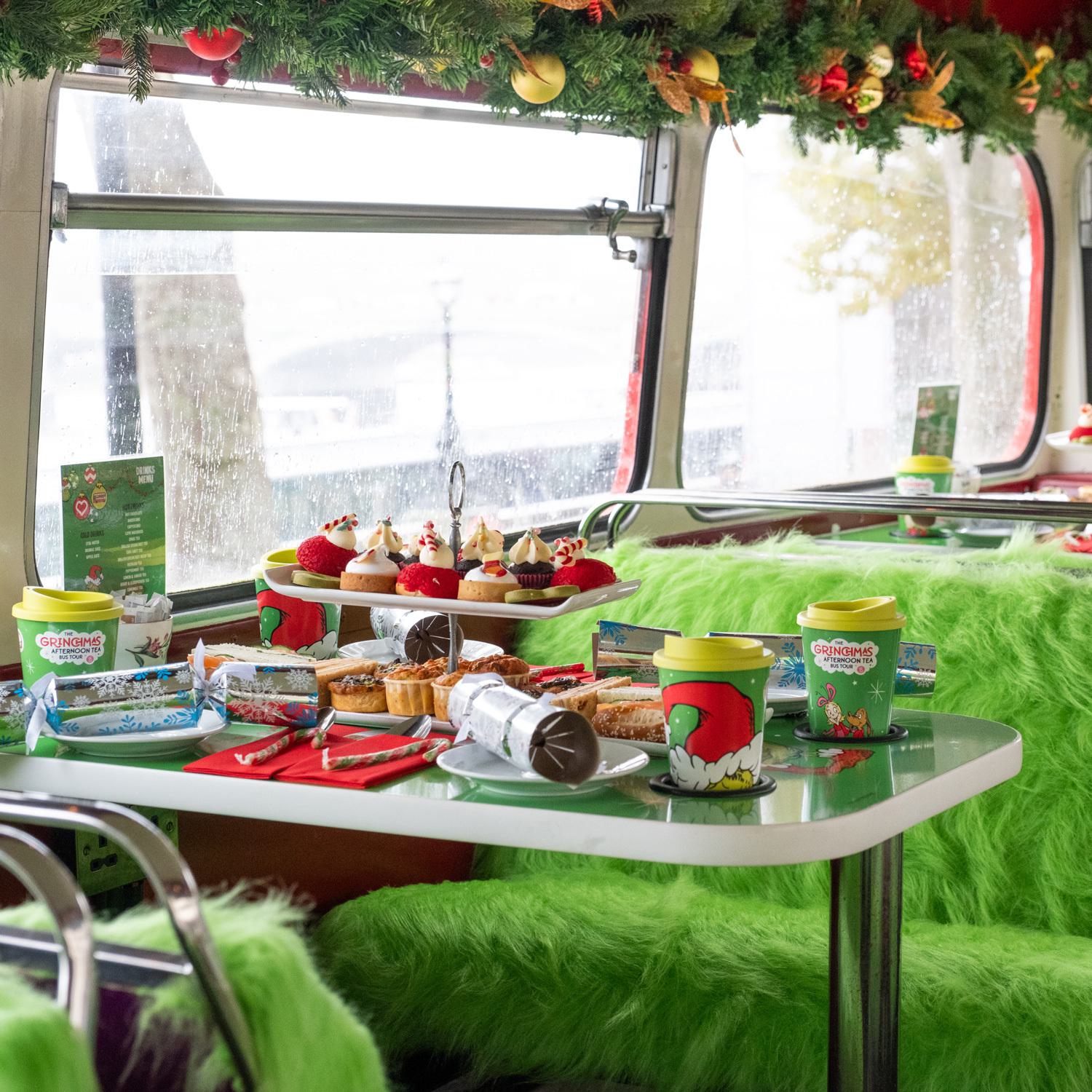 Christmas Afternoon Tea ideas: Grinchmas London Bus Tour