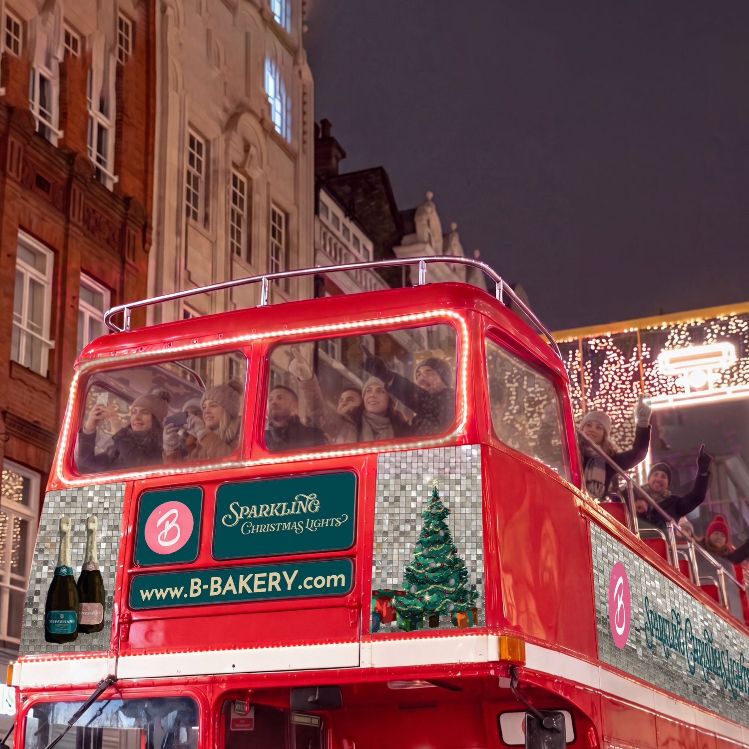 Open top Routemaster bus for best views of London's Christmas Lights