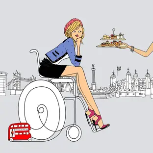 Brigits bakery wheelchair friendly bus girl illustration